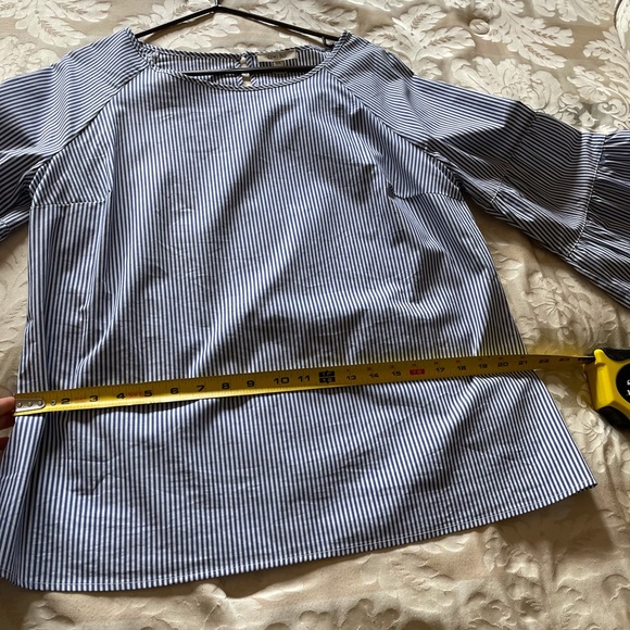 Como Blue Pullover Blouse Thin Blue|White Stripes - Picture 5 of 9